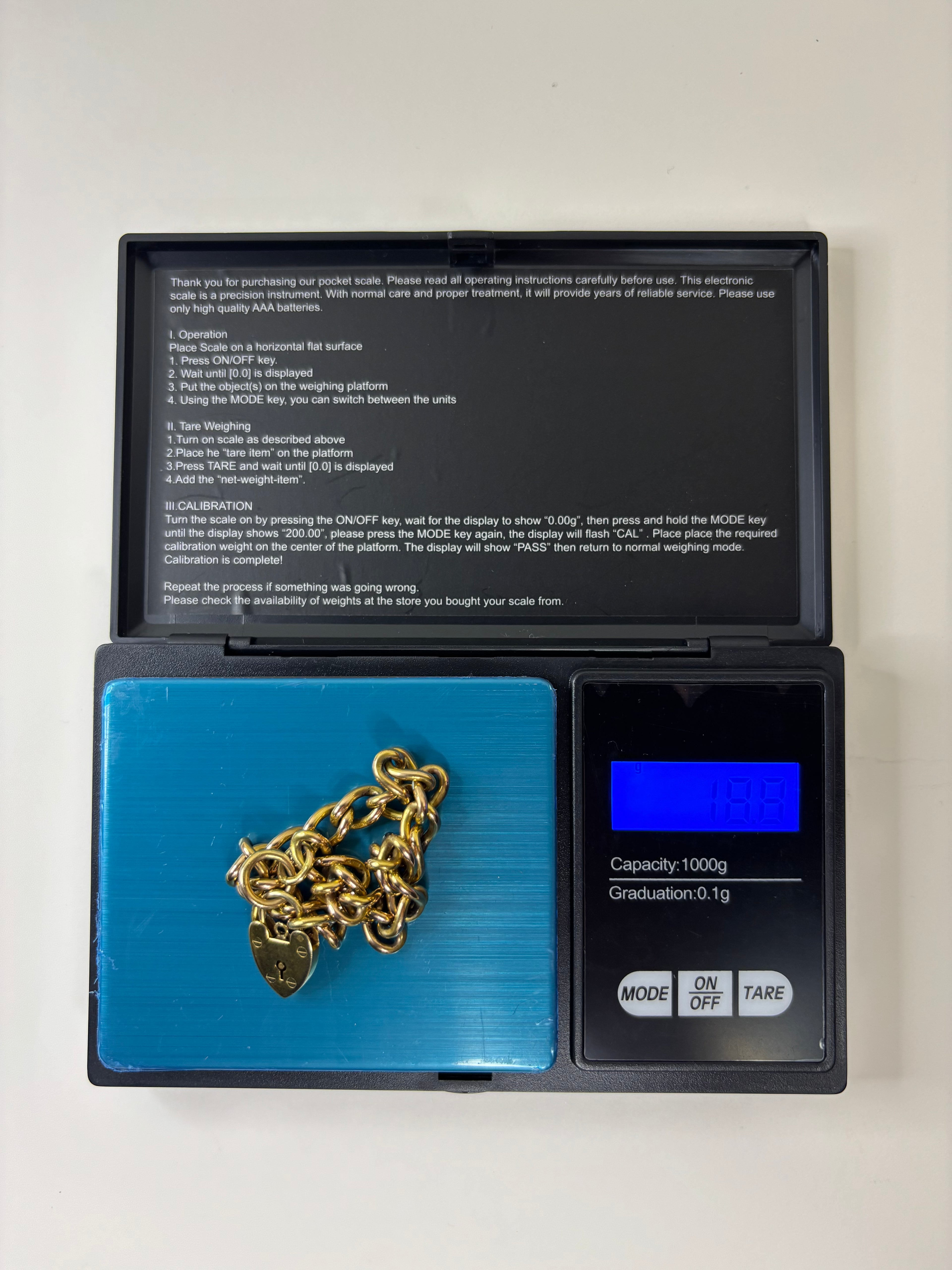 9ct Yellow Gold Padlock Bracelet Good Condition Hallmarked 18.8g 7”