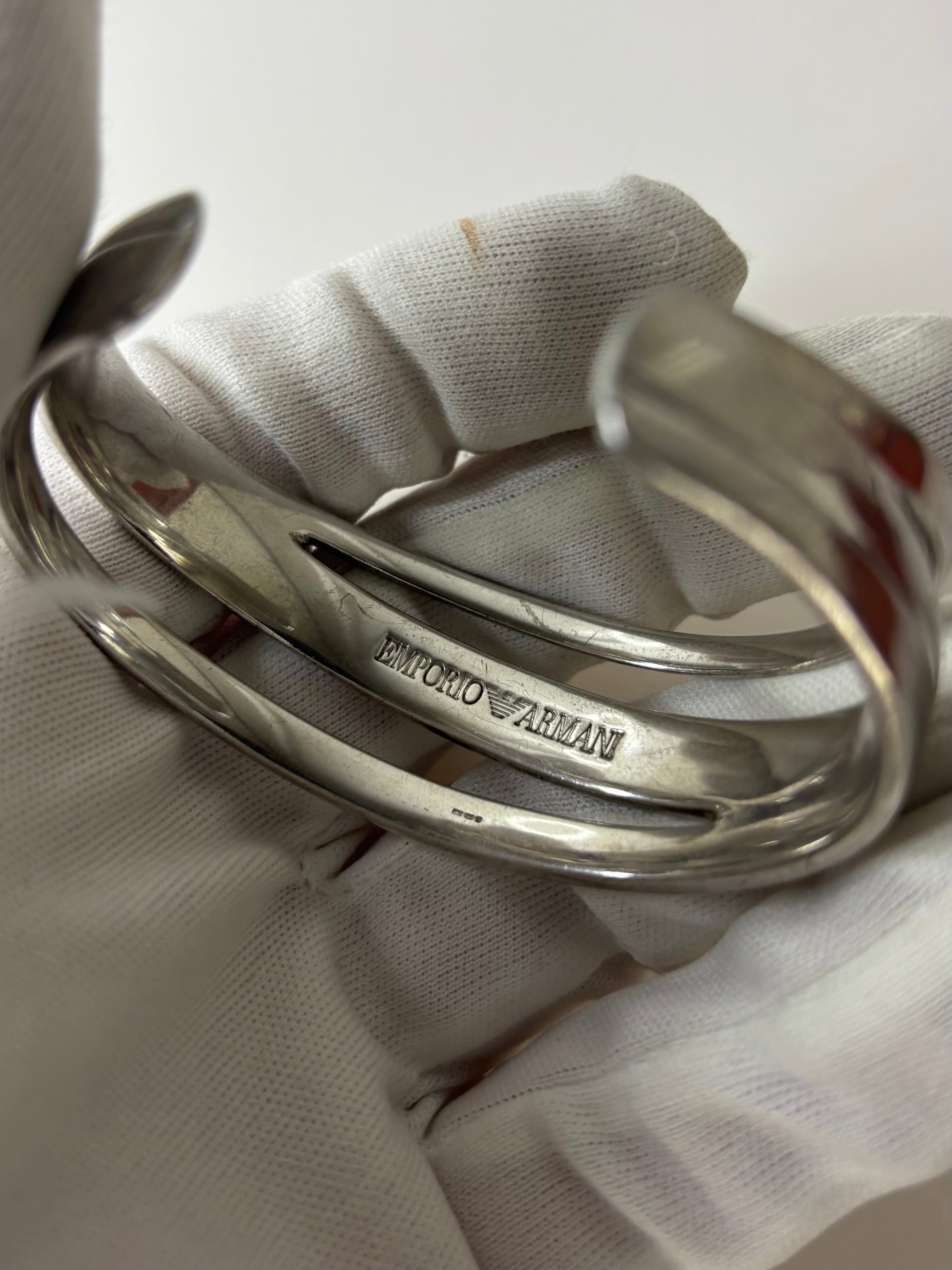 Emporio Armani 925 Sterling Silver Modernist Bangle 51.7g