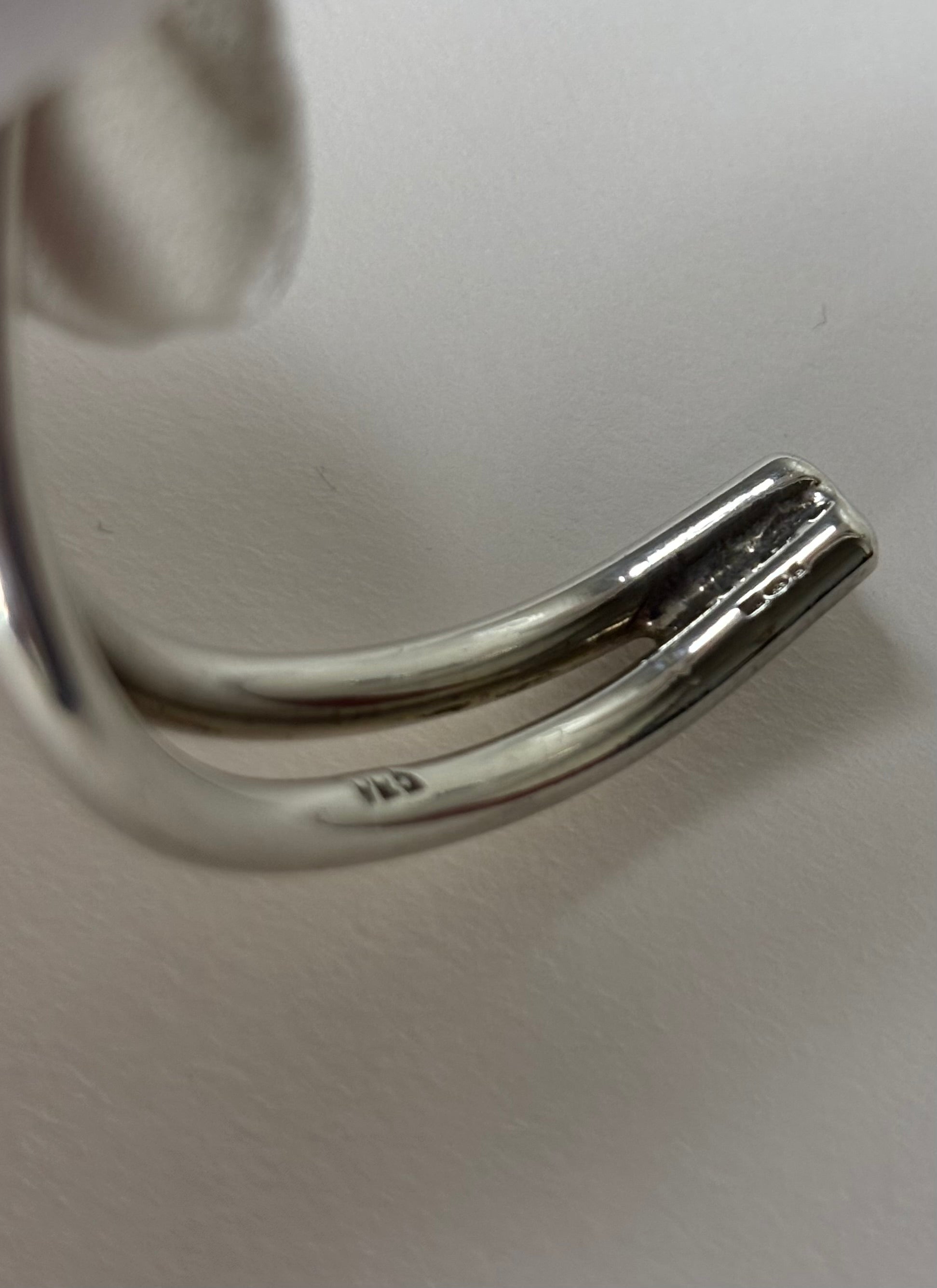 925 Sterling Silver Modernist Wave Cuff Bangle Bracelet 23.2g