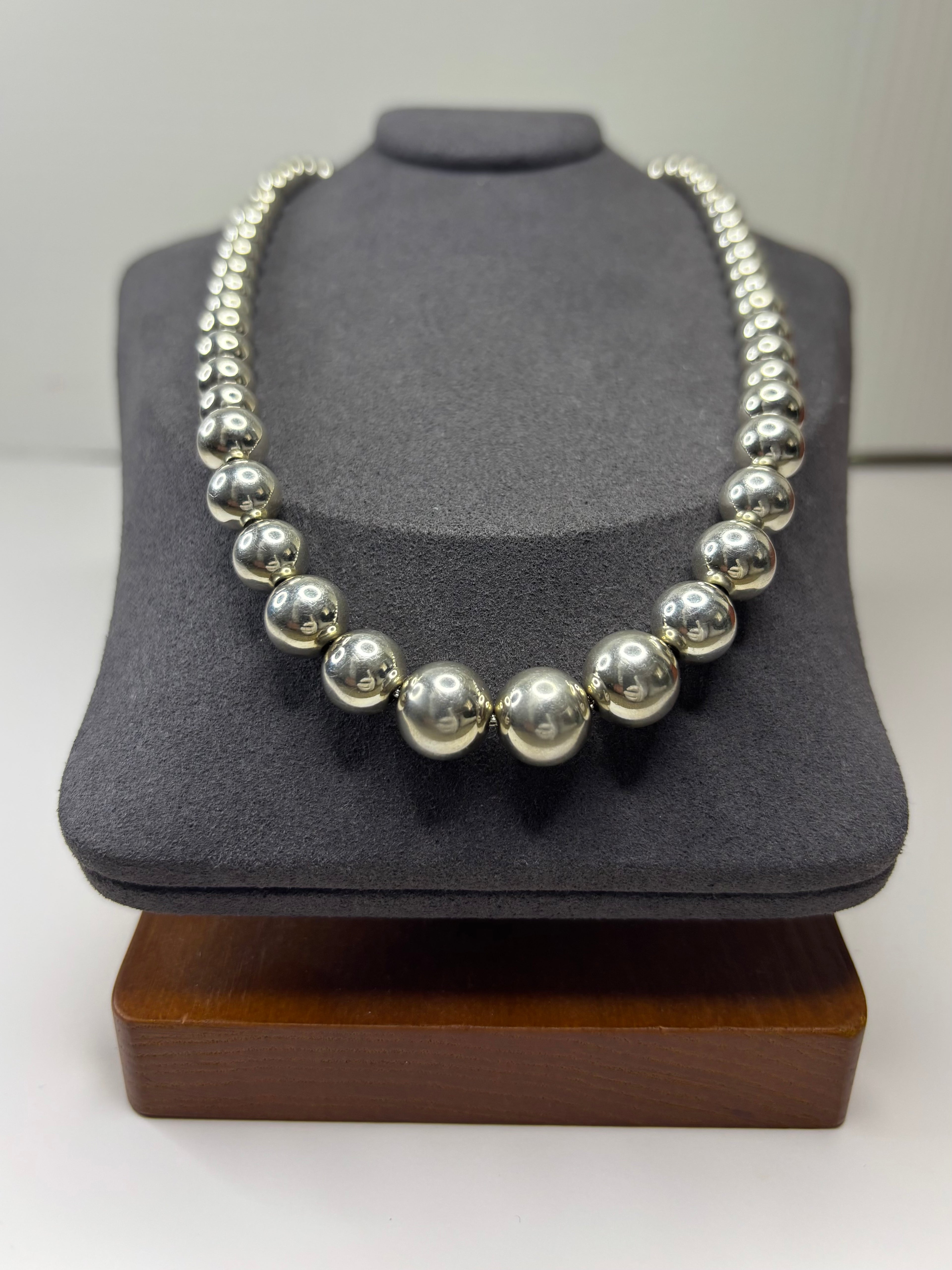 Tiffany & Co. 925 Sterling Silver Bead Ball Necklace 16” 29.1g