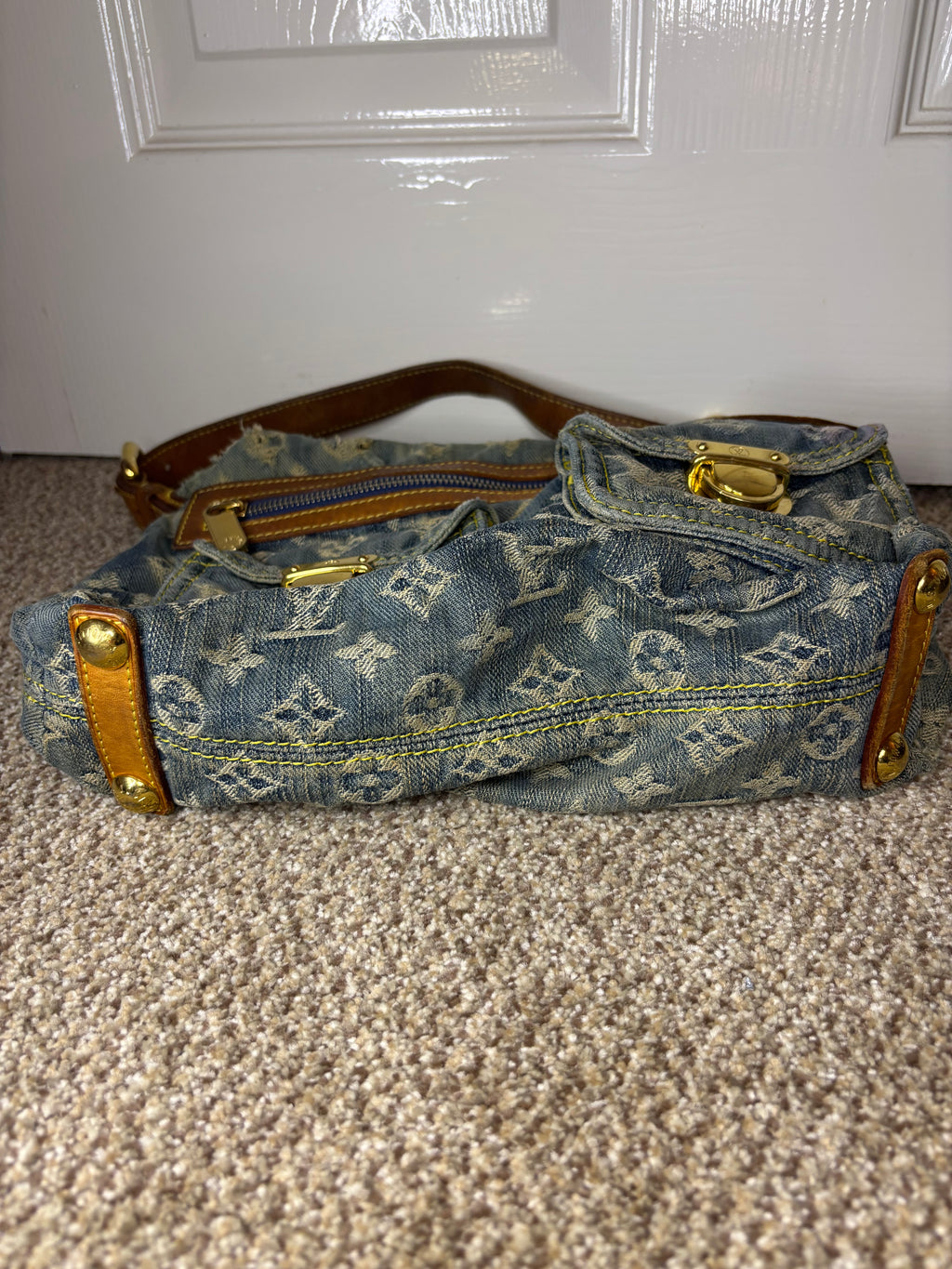 Louis Vuitton Vintage Monogram Shoulder Bag Blue Denim