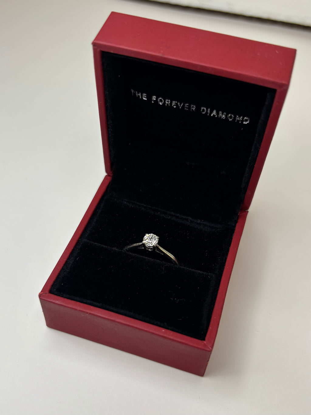 Forever Diamond 0.29ct Platinum Solitaire Ring 1.9g Size L Excellent Condition