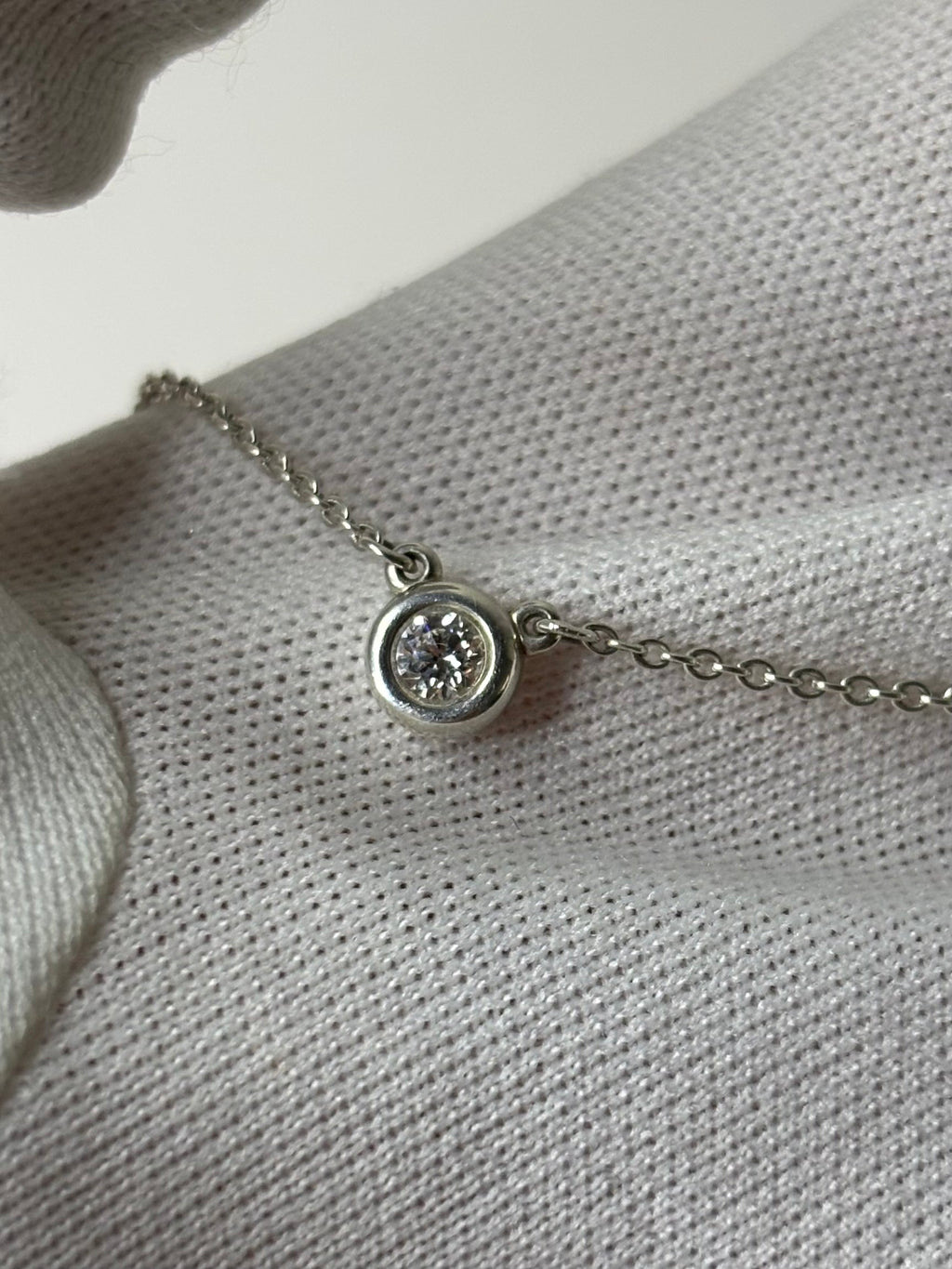 Tiffany & Co. Elsa Peretti 0.07ct Diamonds By The Yard 925 Sterling Silver Necklace 1.7g