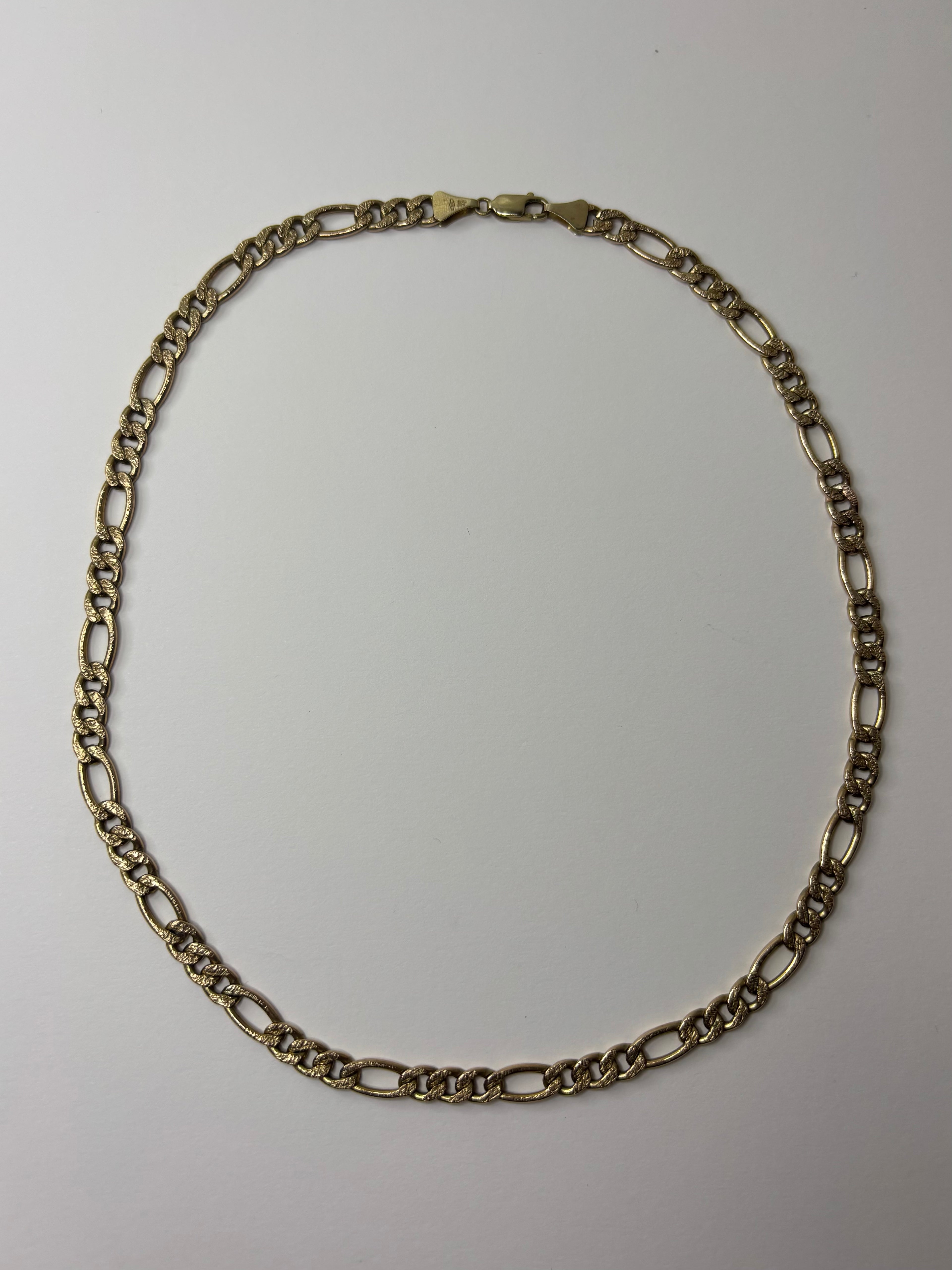 9ct Yellow Gold Figaro Chain 13g 18” Hallmarked Good Condition