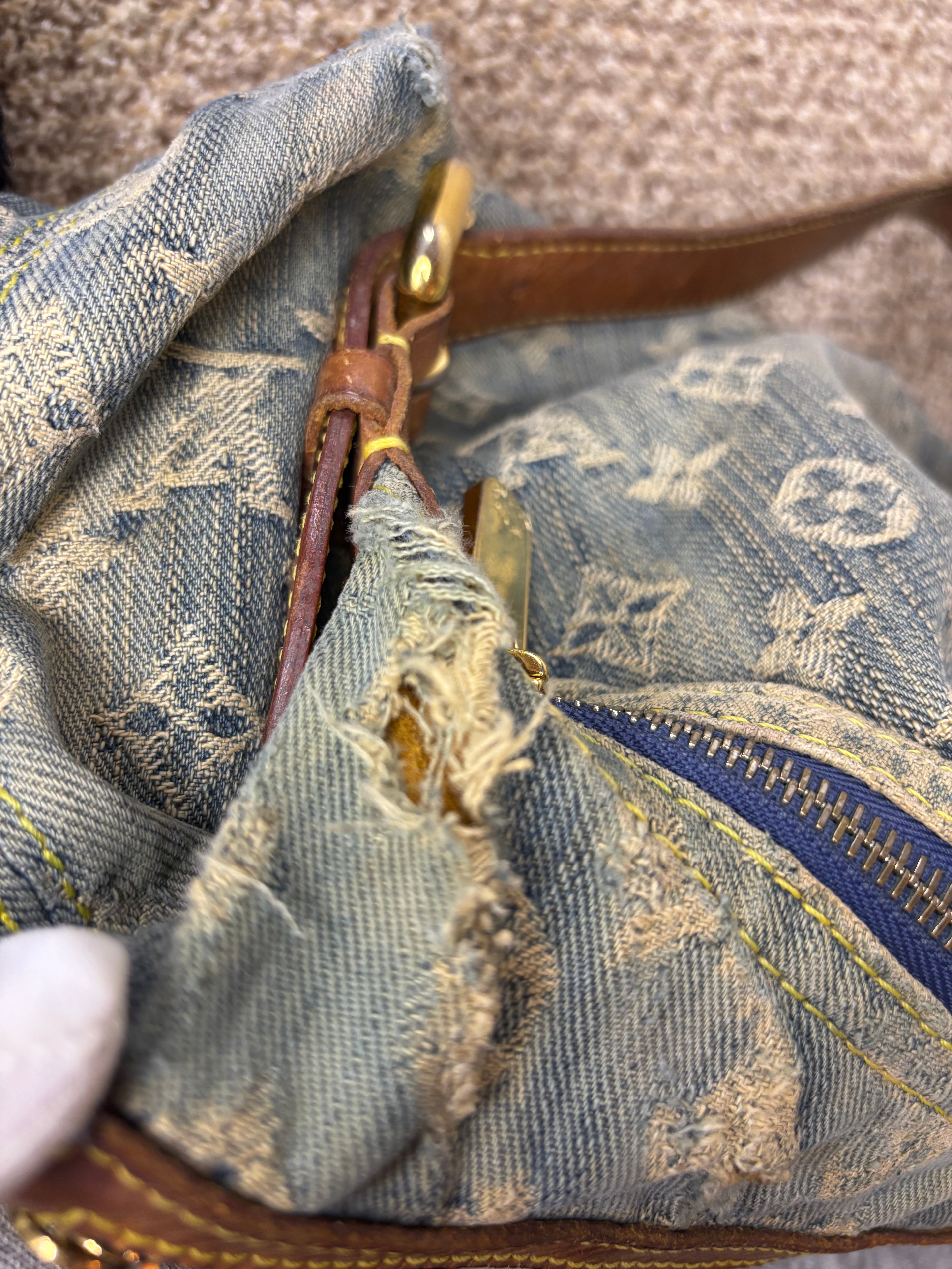 Louis Vuitton Vintage Monogram Shoulder Bag Blue Denim