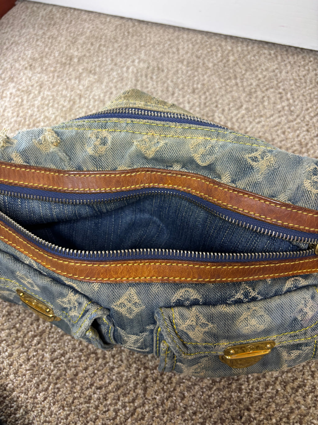 Louis Vuitton Vintage Monogram Shoulder Bag Blue Denim