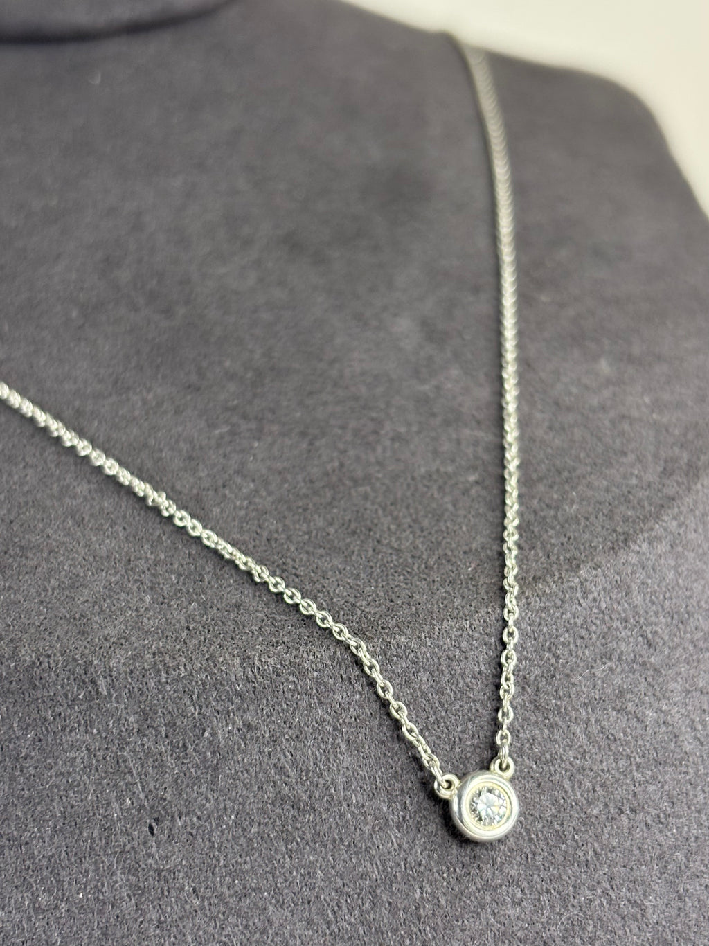 Tiffany & Co. Elsa Peretti 0.07ct Diamonds By The Yard 925 Sterling Silver Necklace 1.7g