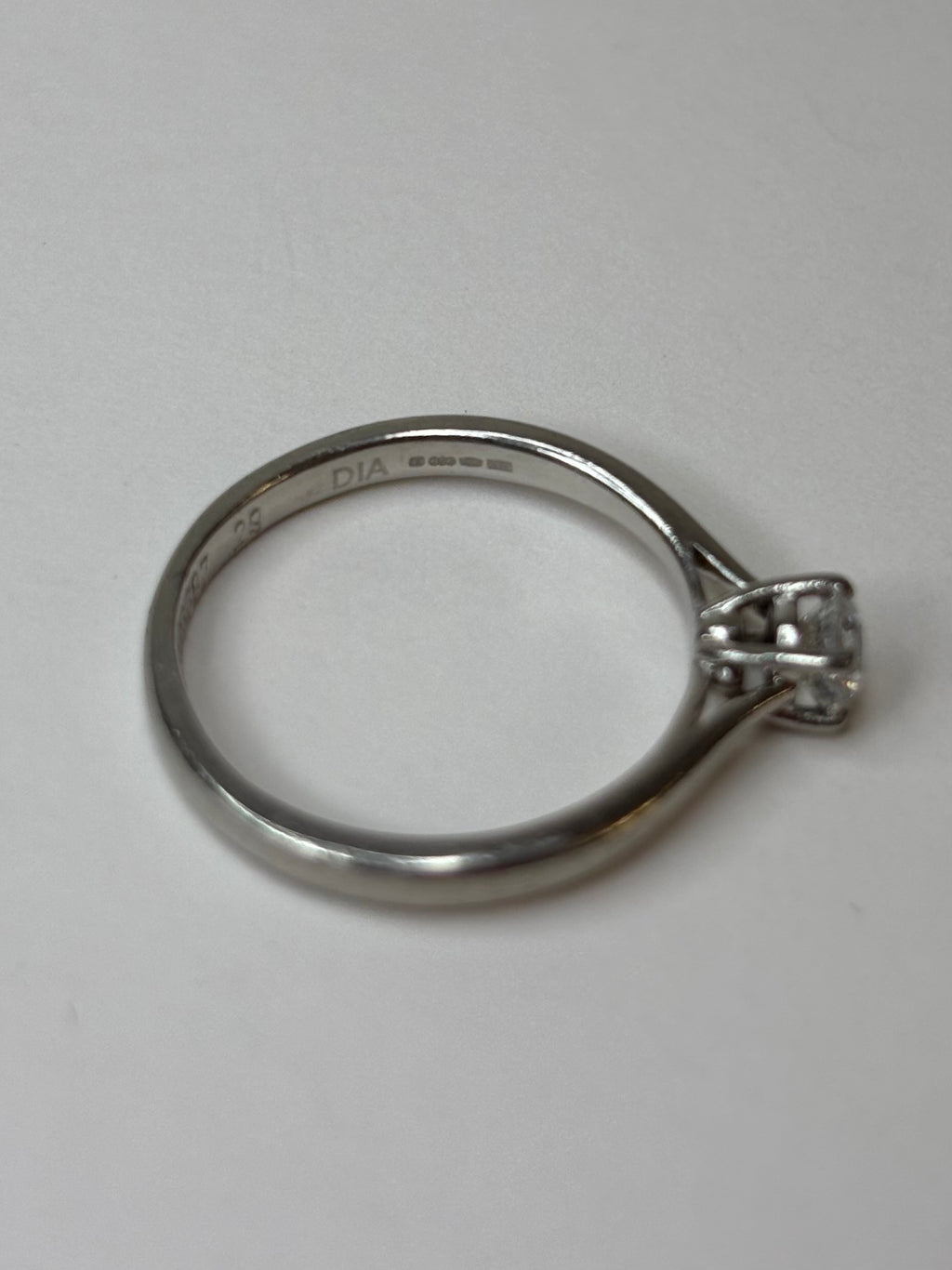 Forever Diamond 0.29ct Platinum Solitaire Ring 1.9g Size L Excellent Condition