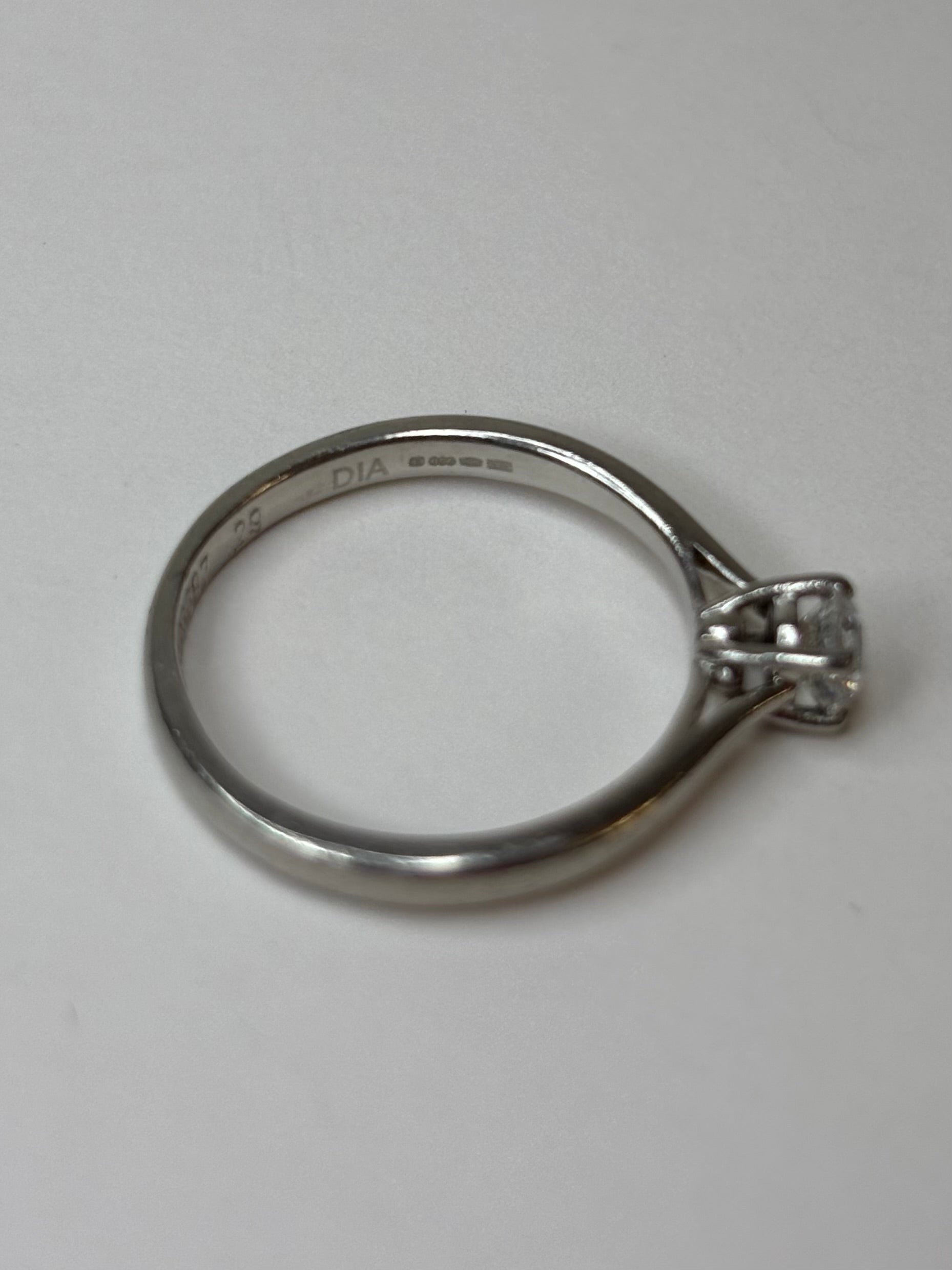 Forever Diamond 0.29ct Platinum Solitaire Ring 1.9g Size L Excellent Condition