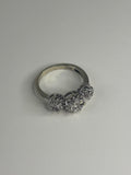 14ct White Gold 1ct Diamond Triple Cluster Ring 4.6g Size P Great Condition