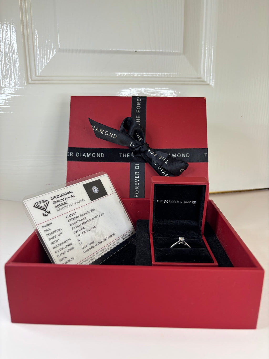 Forever Diamond 0.29ct Platinum Solitaire Ring 1.9g Size L Excellent Condition