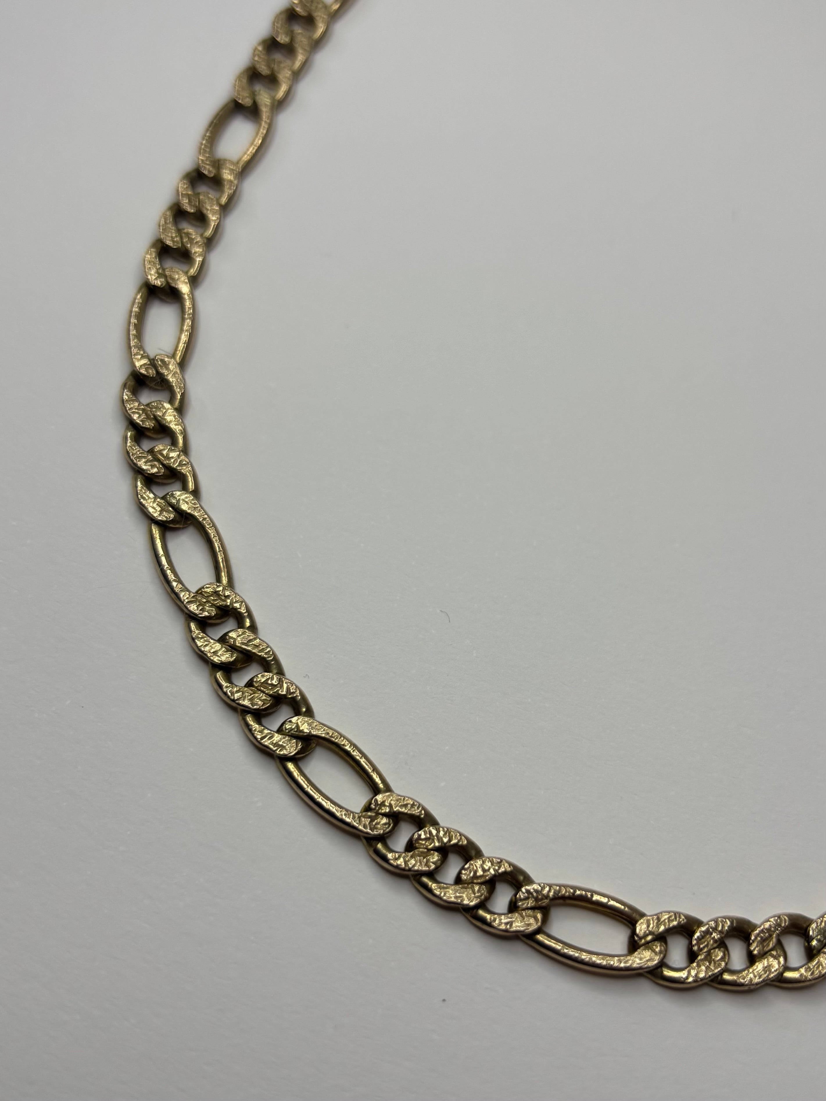 9ct Yellow Gold Figaro Chain 13g 18” Hallmarked Good Condition