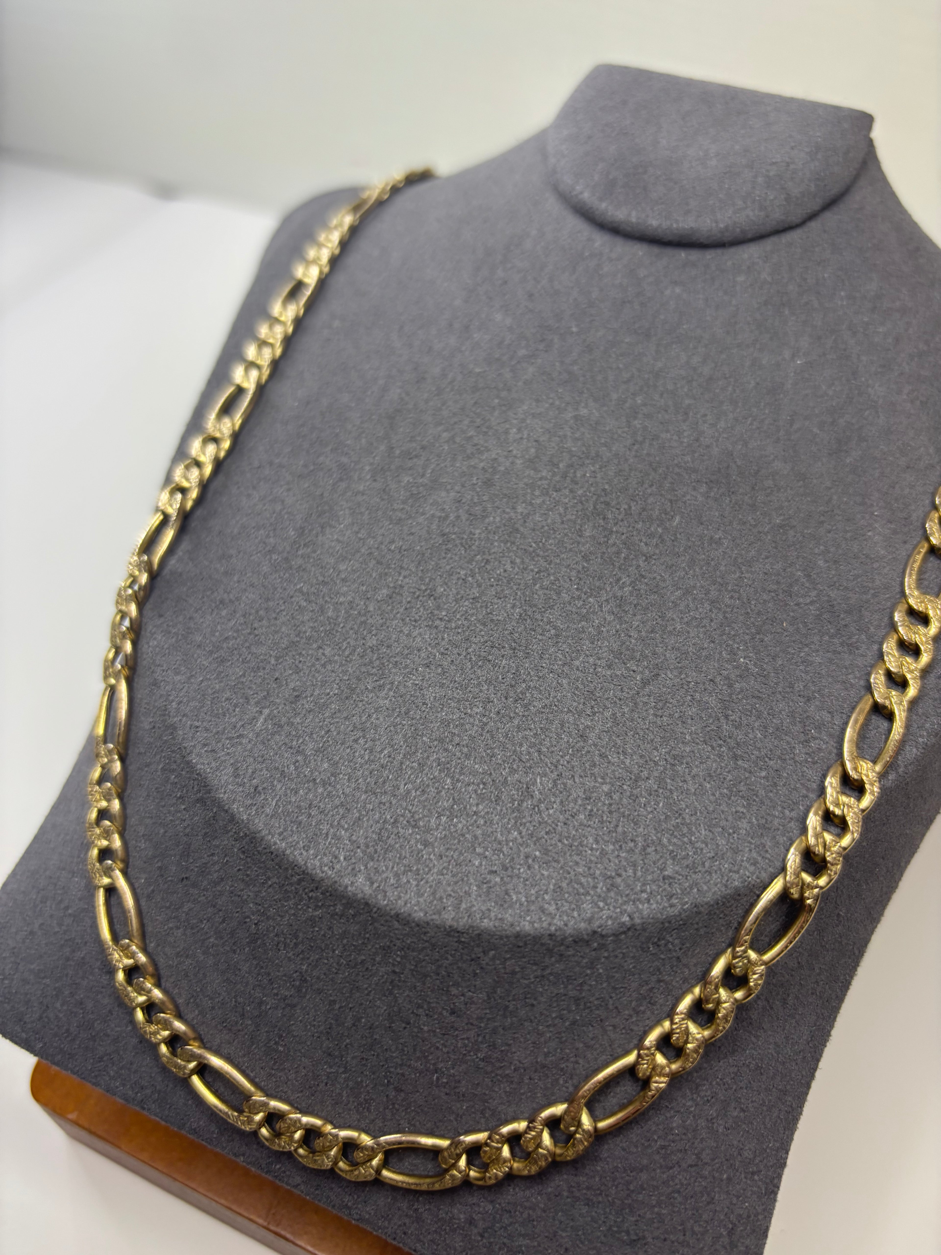 9ct Yellow Gold Figaro Chain 13g 18” Hallmarked Good Condition