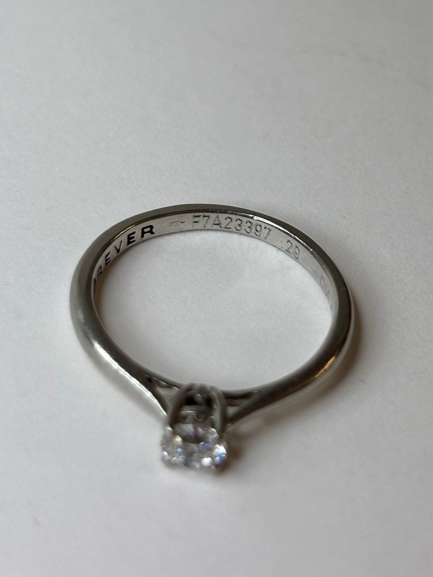 Forever Diamond 0.29ct Platinum Solitaire Ring 1.9g Size L Excellent Condition