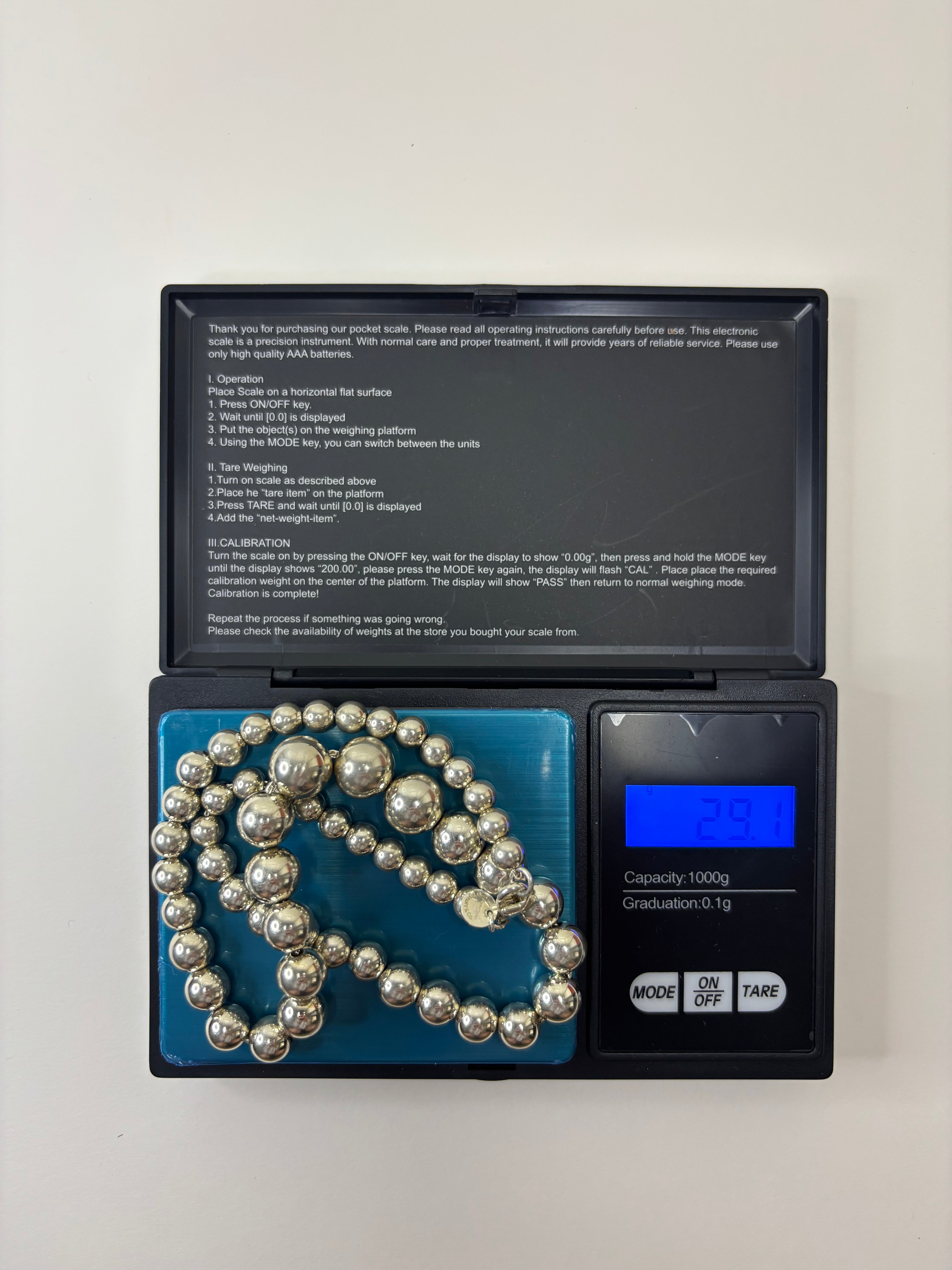 Tiffany & Co. 925 Sterling Silver Bead Ball Necklace 16” 29.1g