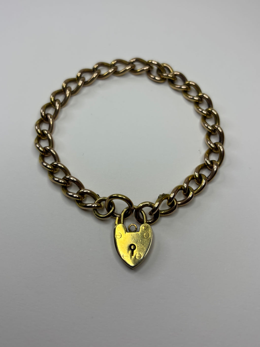 9ct Yellow Gold Padlock Bracelet Good Condition Hallmarked 18.8g 7”