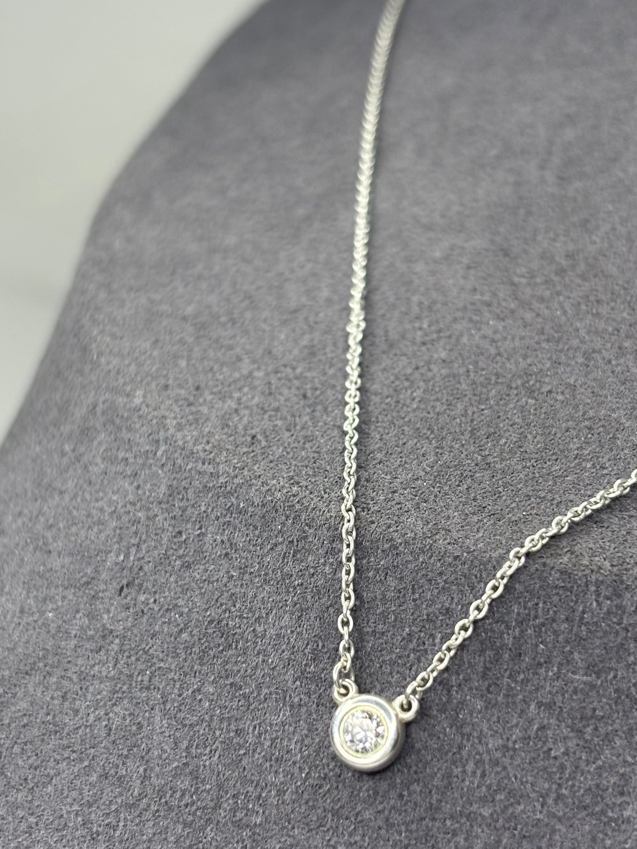 Tiffany & Co. Elsa Peretti 0.07ct Diamonds By The Yard 925 Sterling Silver Necklace 1.7g