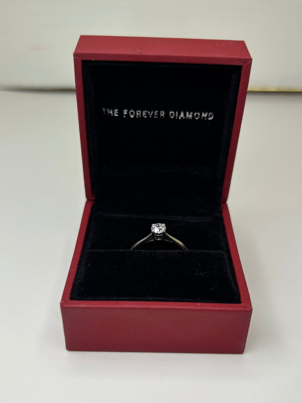 Forever Diamond 0.29ct Platinum Solitaire Ring 1.9g Size L Excellent Condition